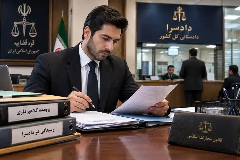 وکیل متخصص جرایم مالی در حال پیگیری پرونده کلاهبرداری در دادسرا