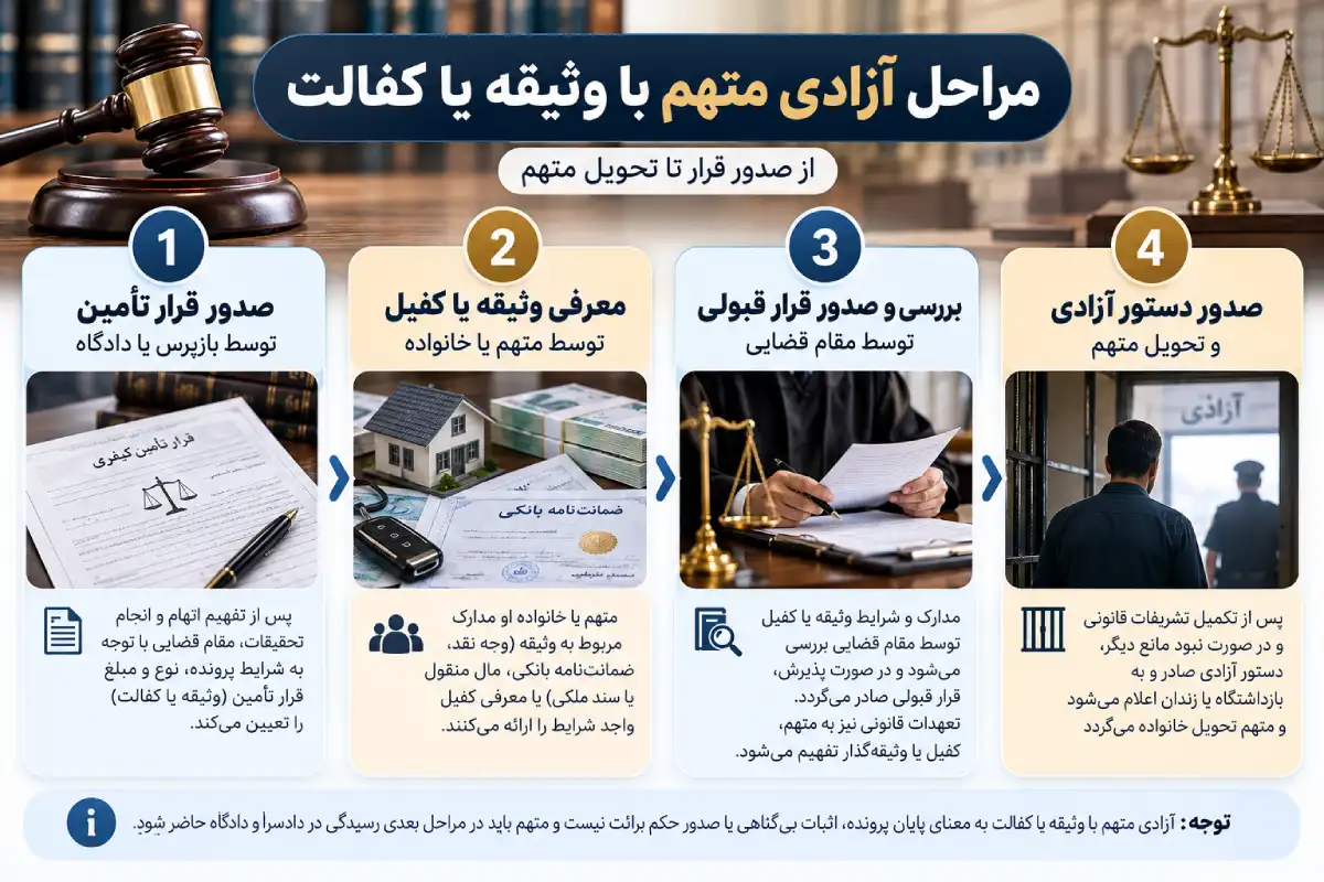 مراحل آزادی متهم با وثیقه