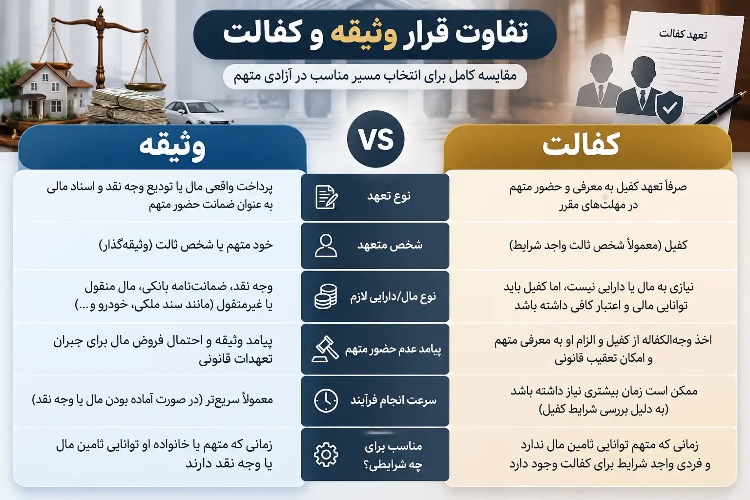 تفاوت قرار وثیقه و کفالت